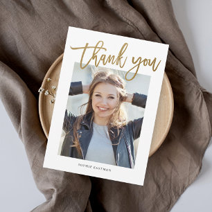 Modern Calligraphy Photo Graduation Thank You Card