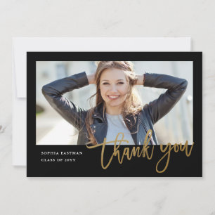 Modern Calligraphy Photo Graduation Thank You Card