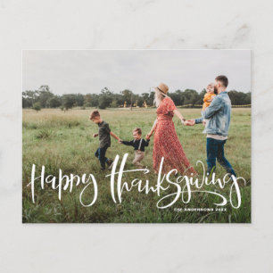 Modern Calligraphy Photo Happy Thanksgiving Holiday Postcard