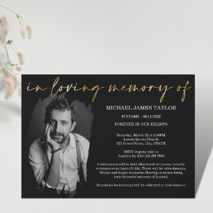 Modern Calligraphy Photo In Loving Memory Funeral Invitation
