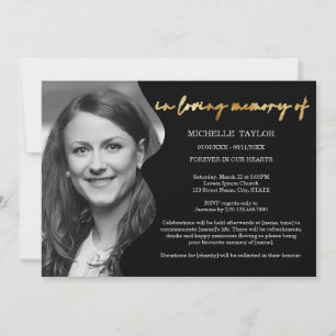 Modern Calligraphy Photo In Loving Memory Funeral Invitation