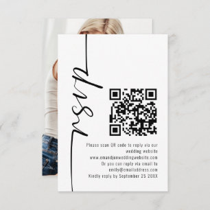 Modern Calligraphy Photo QR Code Wedding RSVP 