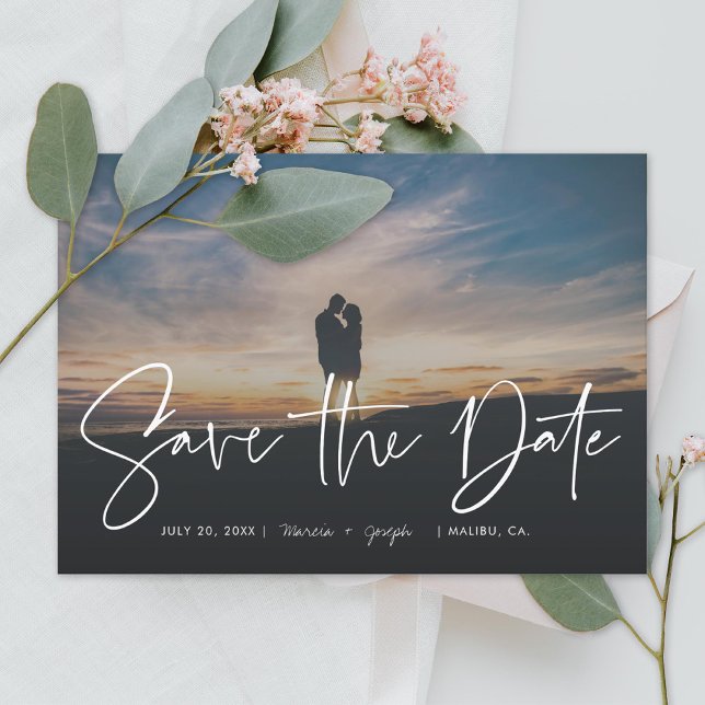 Modern Calligraphy Photo Save the Date (Creator Uploaded)