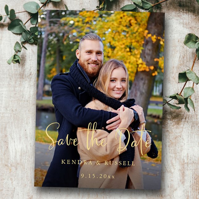 Modern Calligraphy Photo Save the Date (Creator Uploaded)