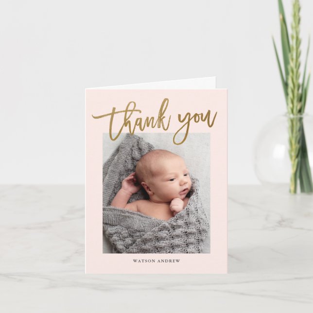 Modern Calligraphy photo thank you note (Front)