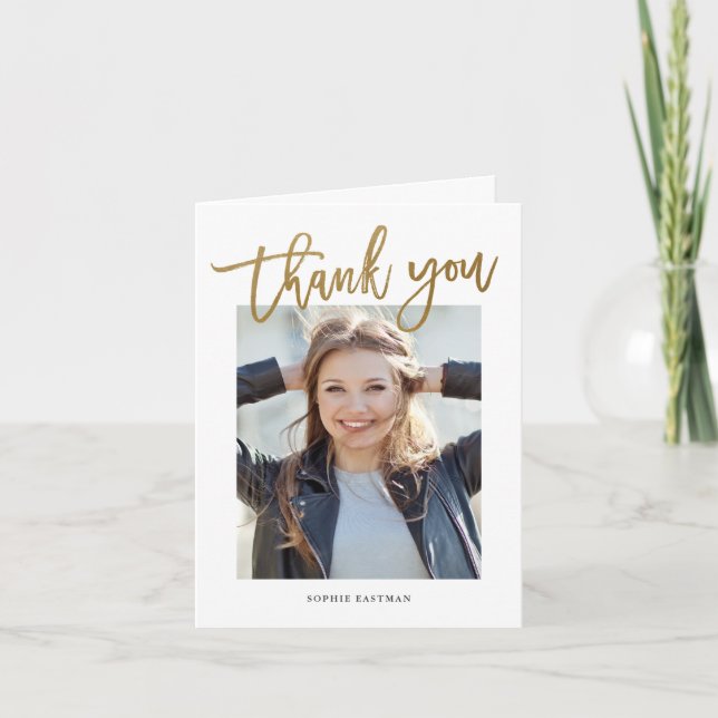 Modern Calligraphy photo thank you note (Front)