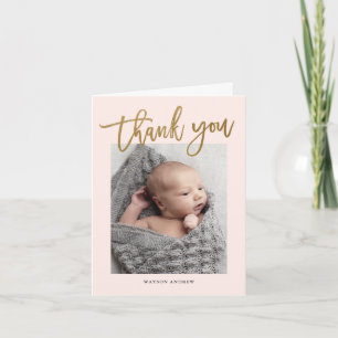 Modern Calligraphy photo thank you note Card
