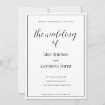 Modern Calligraphy & Photo Wedding Invitation