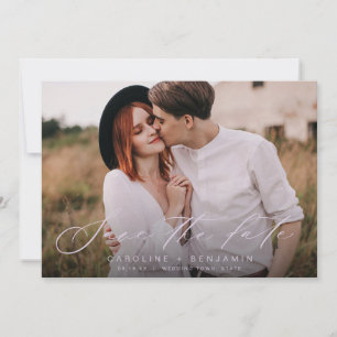 Modern calligraphy photo wedding save the date