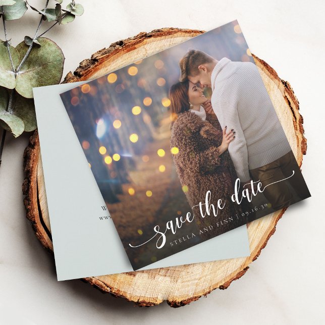 Modern Calligraphy Photo Wedding Save The Date (Modern Calligraphy Photo Wedding Save The Date)