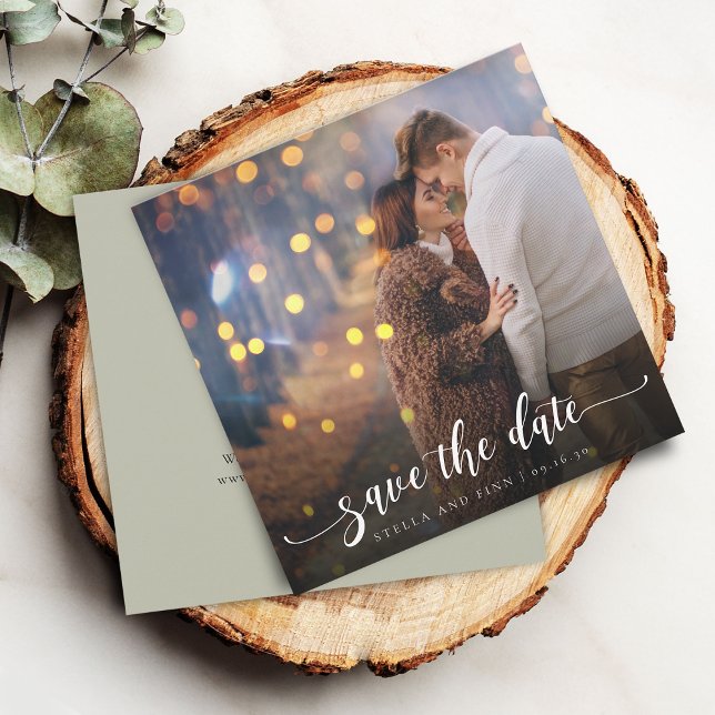 Modern Calligraphy Photo Wedding Save The Date (Modern Calligraphy Photo Wedding Save The Date)