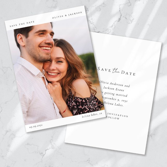 Modern Calligraphy Photo Wedding Save The Date (Creator Uploaded)