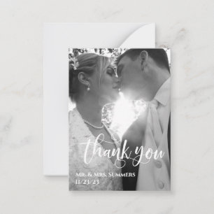 Modern Calligraphy Photo Wedding Thank You Budget  Card