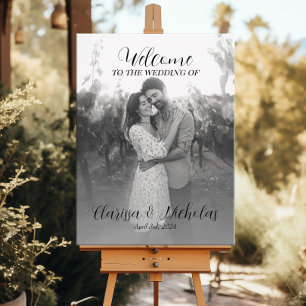 Modern calligraphy photo wedding welcome poster
