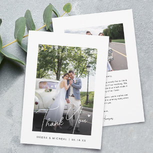 Modern Calligraphy Photos Wedding Thank You Card