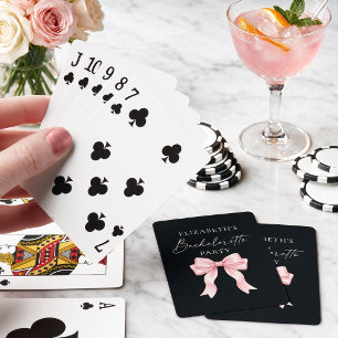 Modern Calligraphy Pink Bow Bachelorette Party Playing Cards