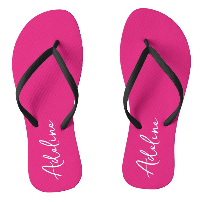 Modern Calligraphy Pink Custom Name Thongs (Footbed)