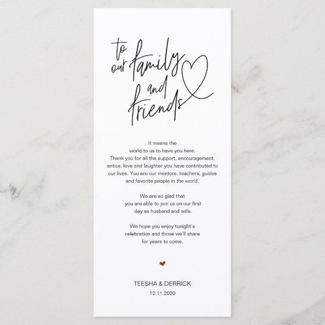 Modern calligraphy Place Setting Thank You Card (Front)