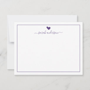 Modern Calligraphy Purple Heart Personalised Card