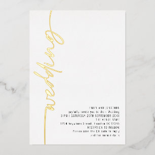 Modern Calligraphy QR Code Wedding Real  Foil Invi