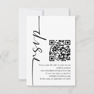 Modern Calligraphy QR Code Wedding RSVP  Card