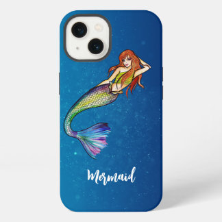 Modern Calligraphy Rainbow Mermaid Ginger Hair iPhone 13 Case