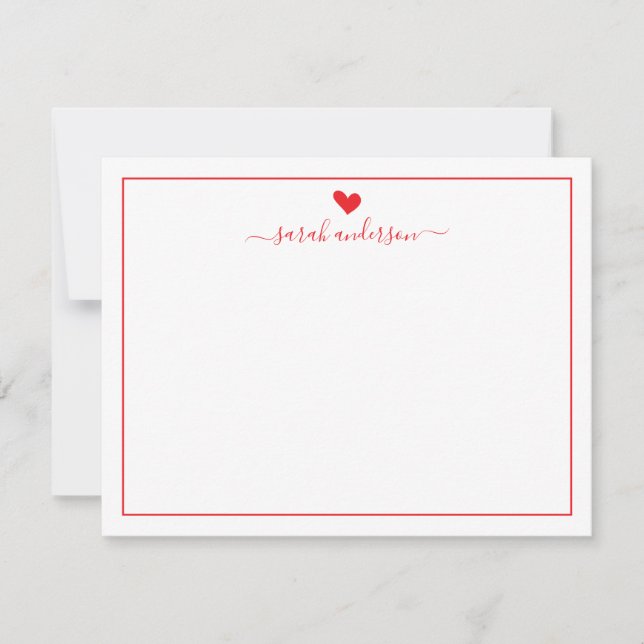 Modern Calligraphy Red Heart Personalised Card (Front)