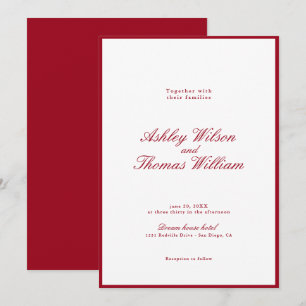 Modern Calligraphy Red Wedding Invitation