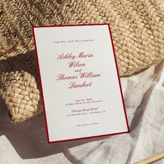 Modern Calligraphy Red Wedding Invitation