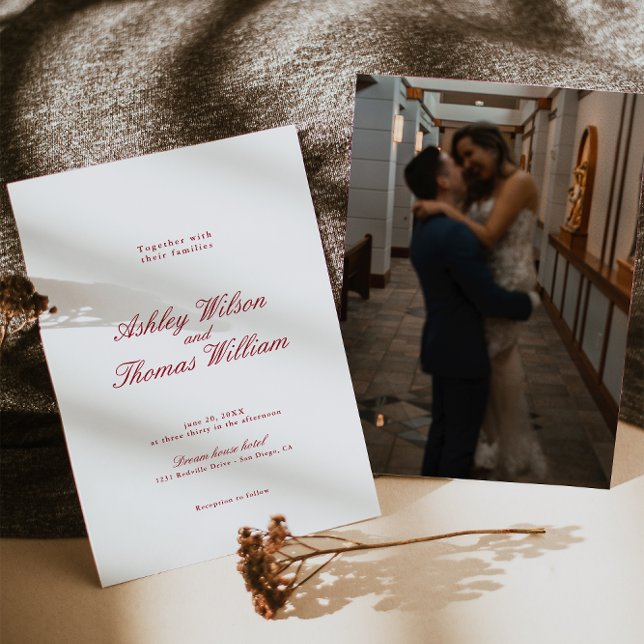 Modern Calligraphy Red Wedding Invitation (Creator Uploaded)