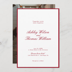 Modern Calligraphy Red Wedding Invitation