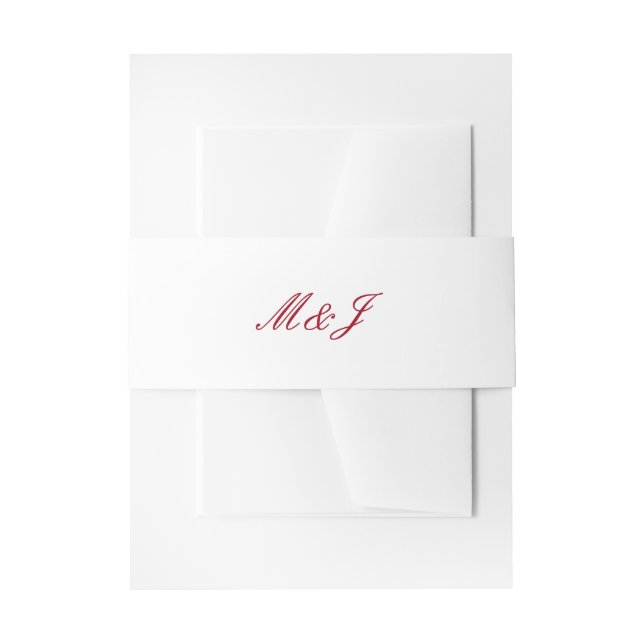 Modern Calligraphy Red Wedding Invitation Belly Band (Front Example)