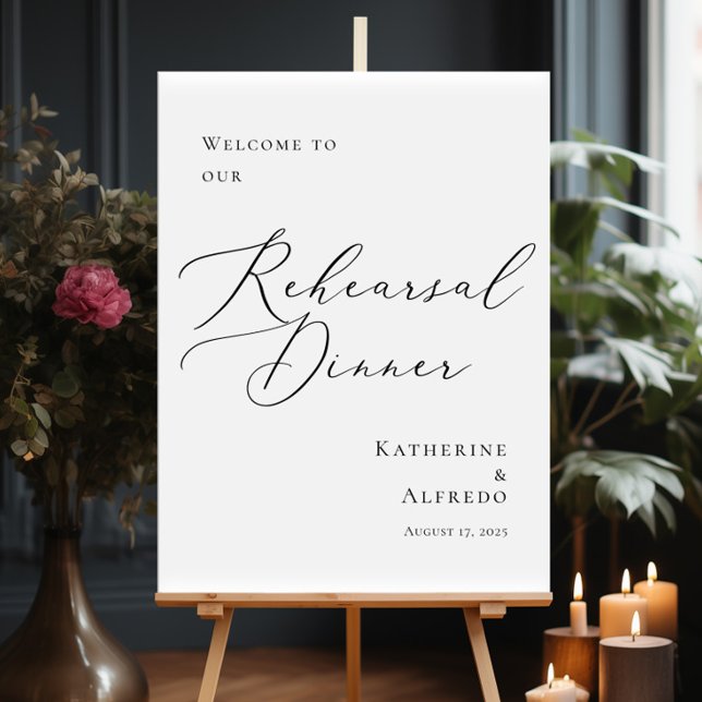 Modern calligraphy Rehearsal Dinner welcome Poster (Creator Uploaded)