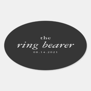 Modern Calligraphy Ring Bearer Wedding  Oval Stick Sticker