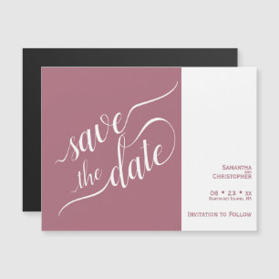 Modern Calligraphy Rose Pink Wedding Save the Date Magnetic Invitation