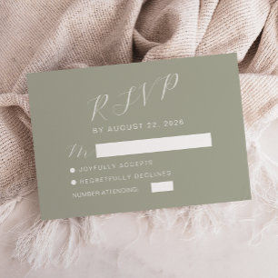 Modern Calligraphy Sage Green Wedding RSVP Card