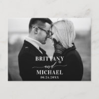 Modern Calligraphy Save The Date Black and White