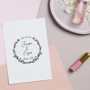 Modern Calligraphy Save the Date Wedding    Rubber Stamp