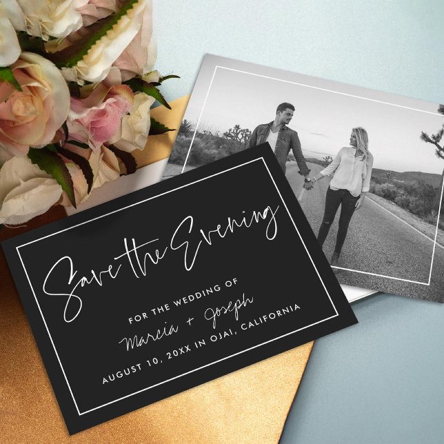 Modern Calligraphy Save the Evening Save the Date Invitation (Creator Uploaded)