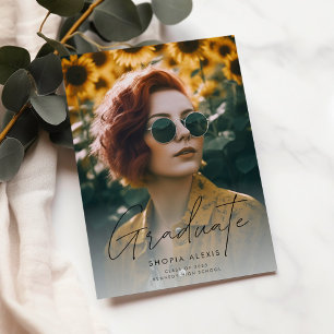 Modern Calligraphy Script 2 Photo Graduation Announcement