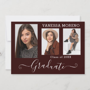 Modern Calligraphy Script 3 Photo Brgdy Graduation Announcement