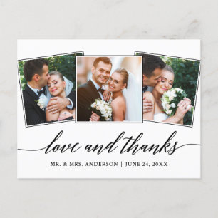 Modern Calligraphy Script 3 Photo Love and Thanks Postcard