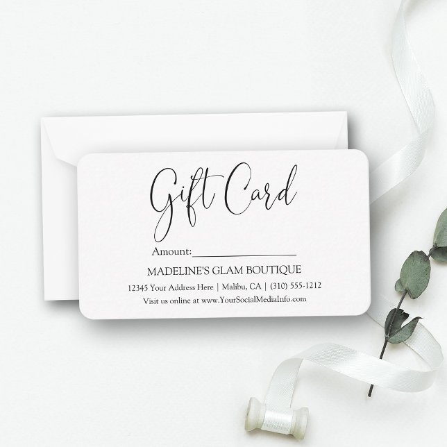 Modern Calligraphy Script Business Small Gift Card (Customize to change your personalized text style, size, color or to add more text to back.)
