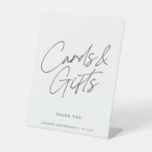 Modern Calligraphy Script Cards and Gifts Wedding  Pedestal Sign