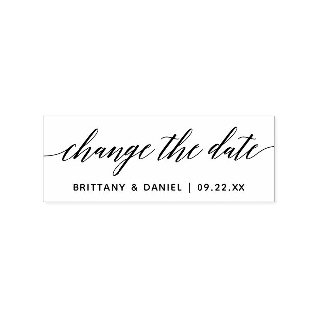 Modern Calligraphy Script Change The Date Rubber Stamp (Imprint)