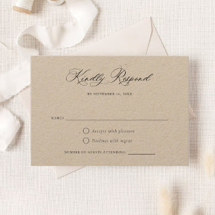Modern Calligraphy Script Elegant Kraft Paper RSVP Invitation