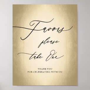 Modern Calligraphy Script Gold Favours Wedding Sig Poster