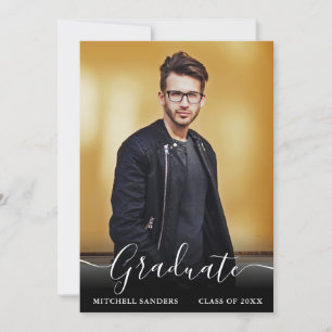 Modern Calligraphy Script Grad Photo Announcement