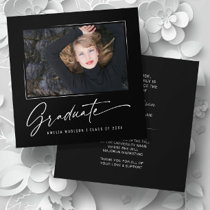 Modern Calligraphy Script Graduate Photo Square Announcement