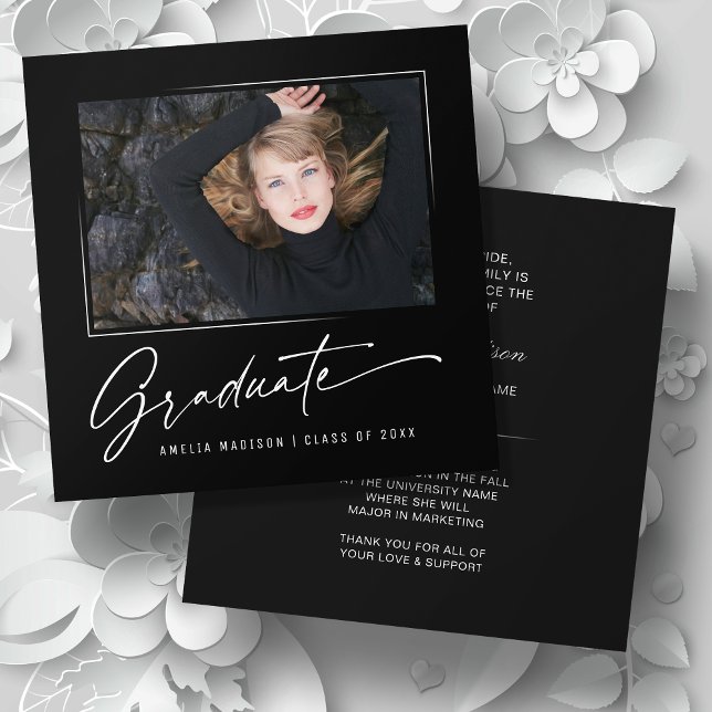 Modern Calligraphy Script Graduate Photo Square Announcement (Creator Uploaded)